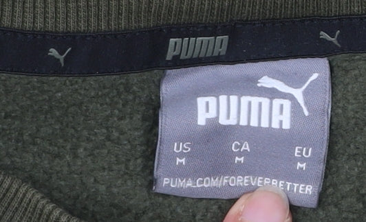 Puma Mens Green Pullover Sweatshirt M Logo Crew Neck Sportswear