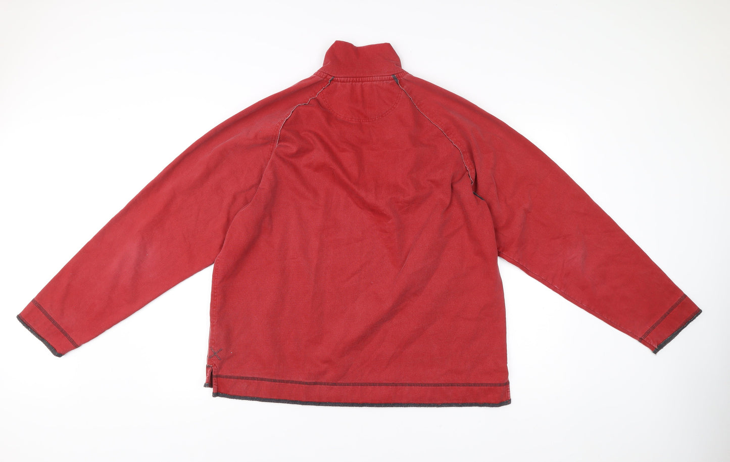 Fat Face Mens Red L Pullover Sweatshirt 1/4 Zip High Neck Cotton Blend