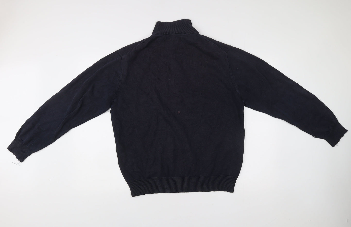 Gant Mens XL Blue 1/2 Zip Cotton Jumper High Neck Long Sleeve