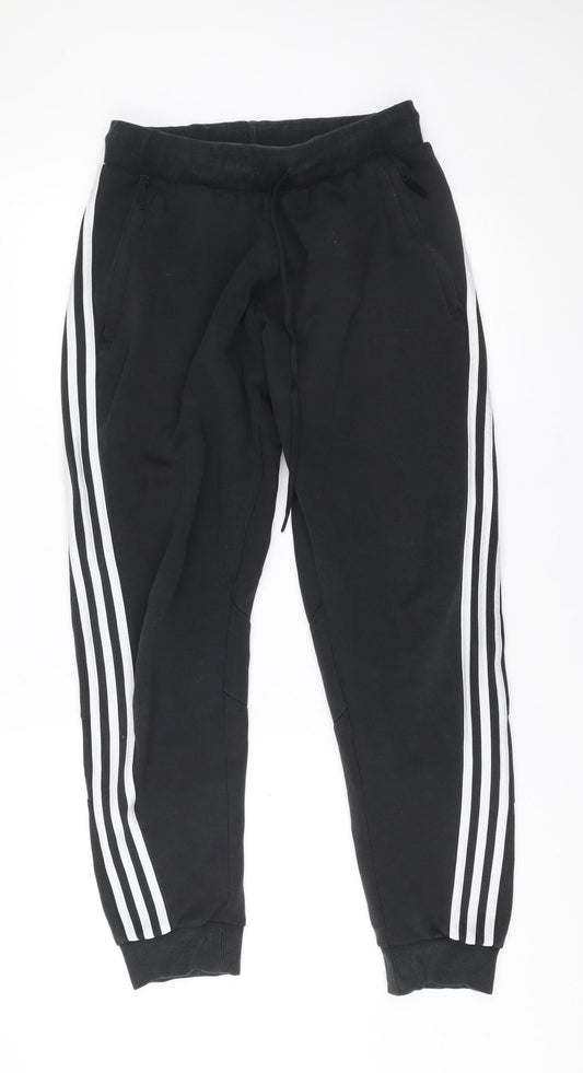 Adidas Men’s Black Jogger Trousers L Elastic Waist Tapered Sports