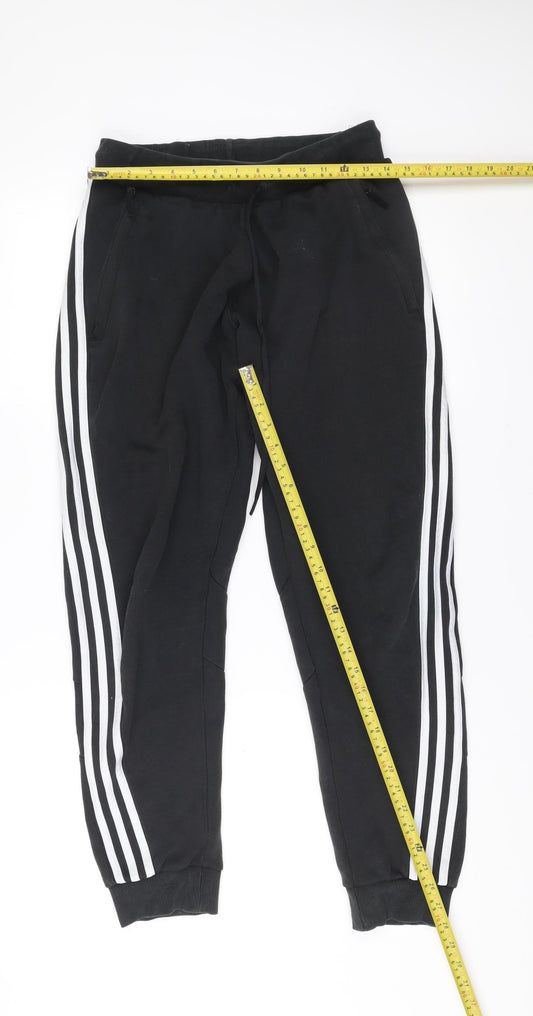 Adidas Men’s Black Jogger Trousers L Elastic Waist Tapered Sports
