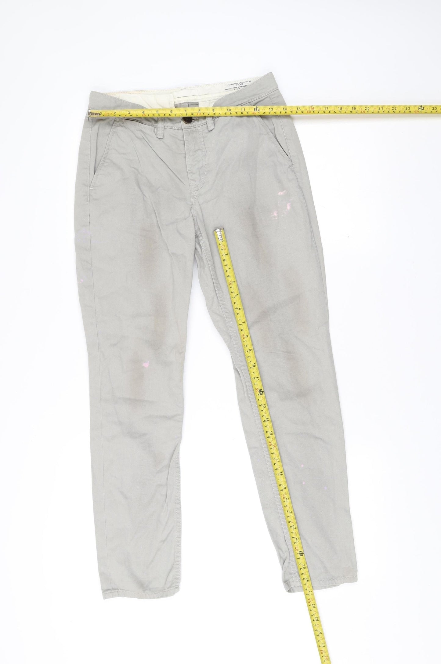 AllSaints Womens Grey Size 6 Chino Straight Cotton Trousers
