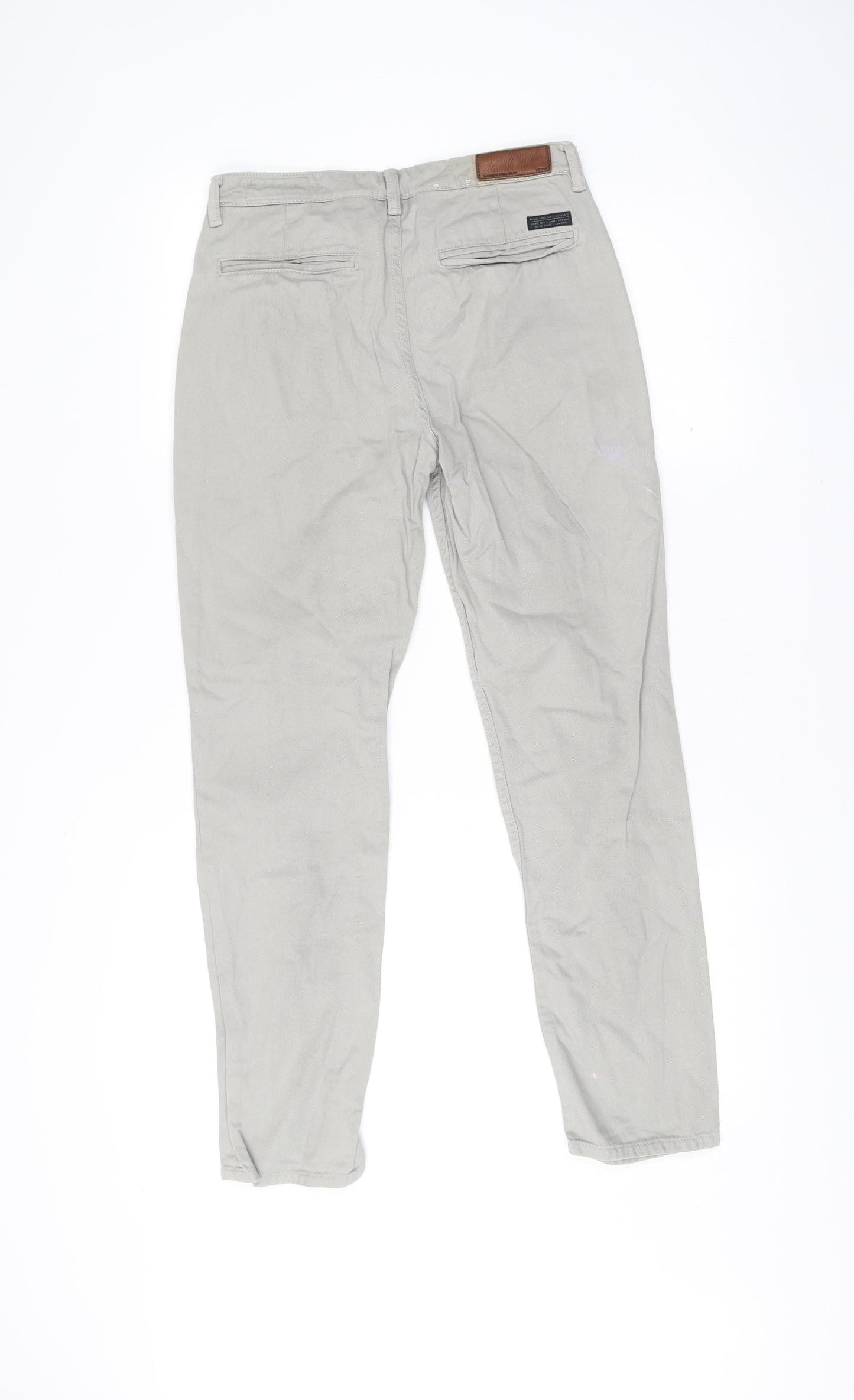 AllSaints Womens Grey Size 6 Chino Straight Cotton Trousers