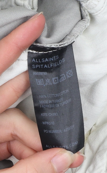 AllSaints Womens Grey Size 6 Chino Straight Cotton Trousers