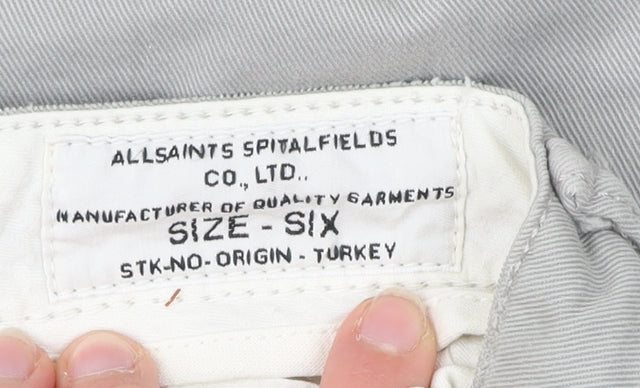AllSaints Womens Grey Size 6 Chino Straight Cotton Trousers