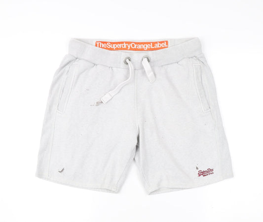 Superdry Mens Grey Sweat Shorts L Elastic Waist Pockets Drawstring