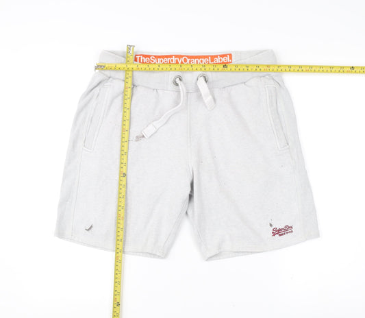 Superdry Mens Grey Sweat Shorts L Elastic Waist Pockets Drawstring