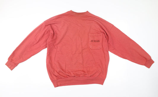Le Shark Mens Red Cotton Blend Pullover Jumper Size L Vintage