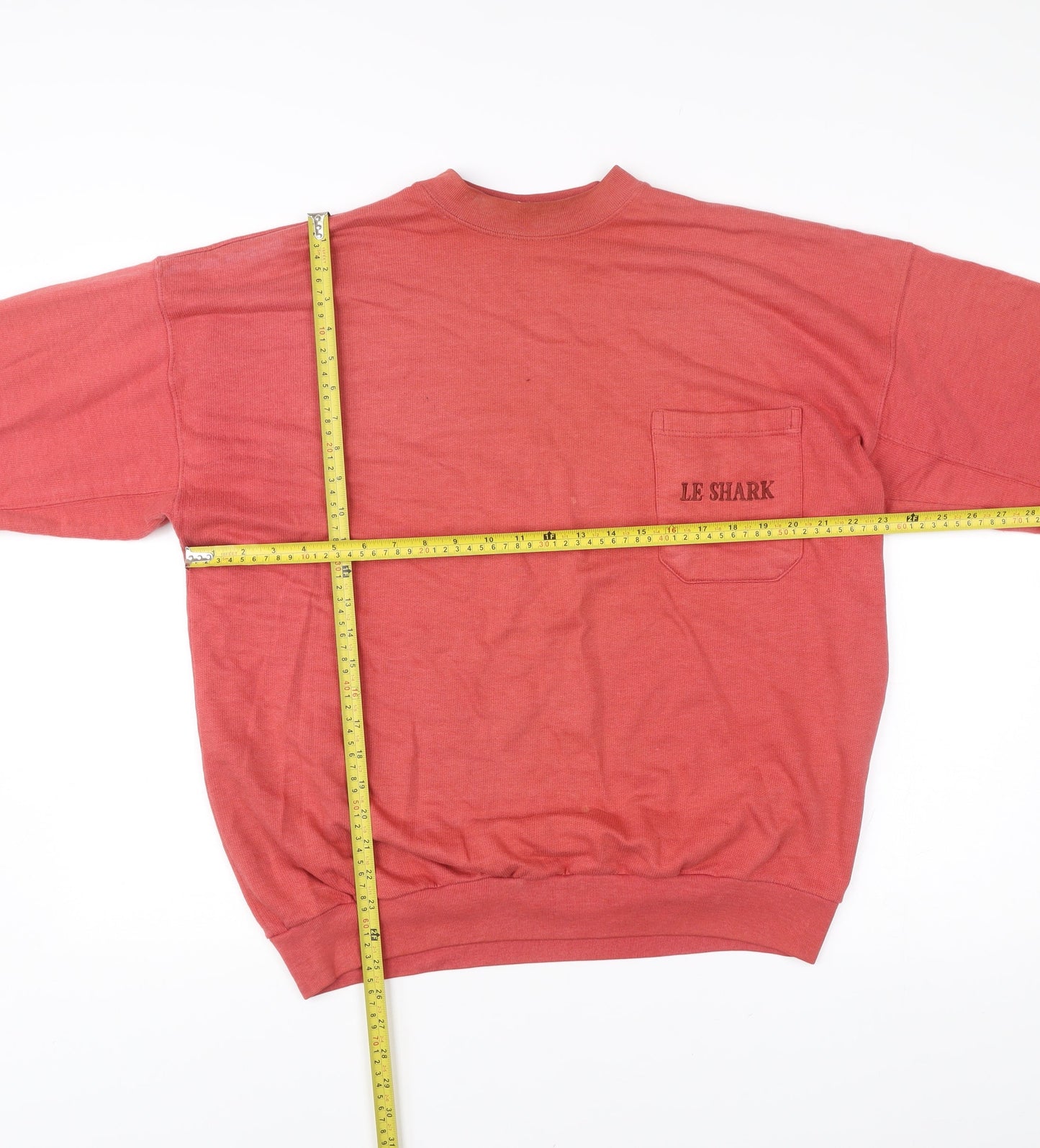 Le Shark Mens Red Cotton Blend Pullover Jumper Size L Vintage