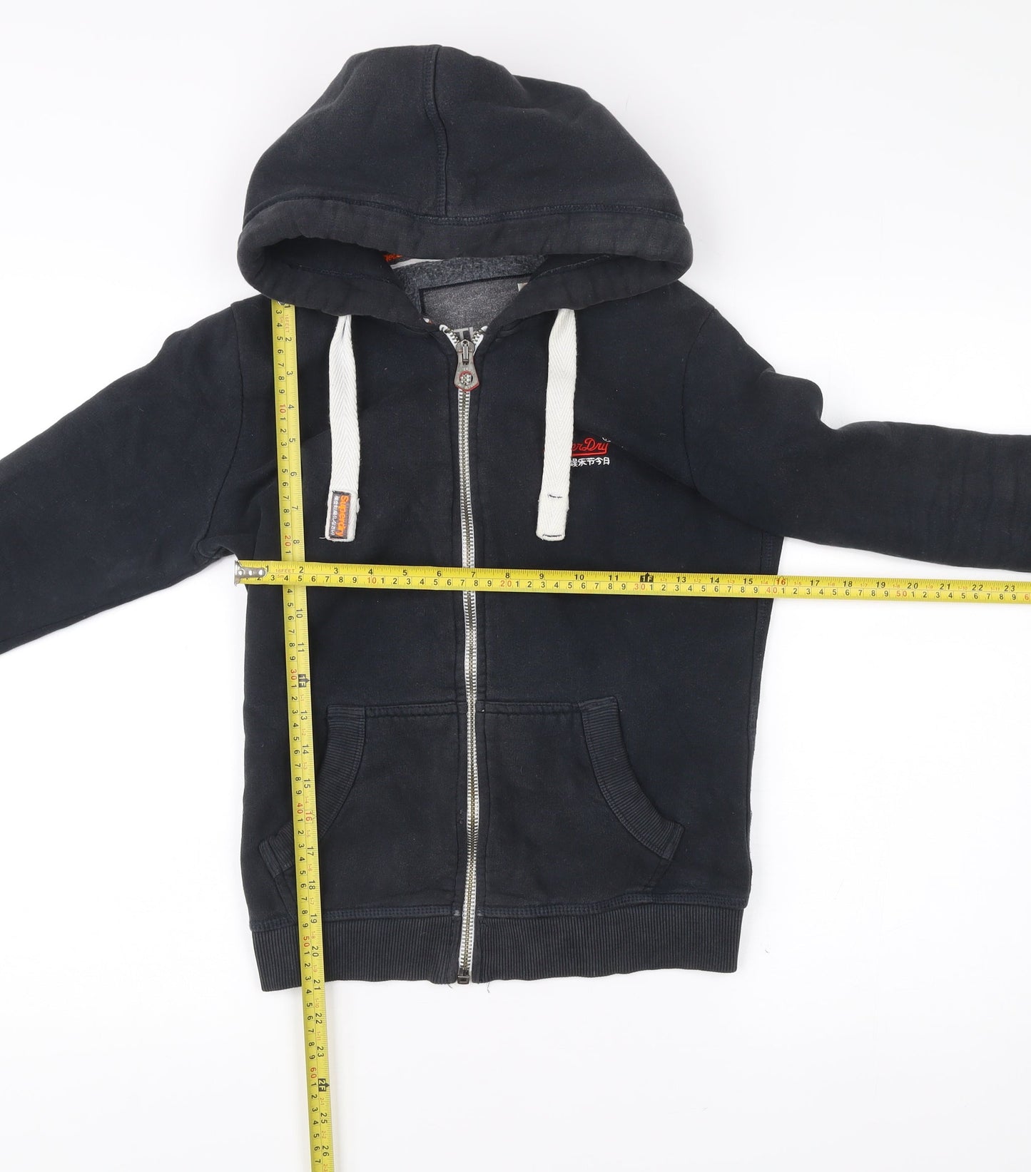 Superdry Women Black XS Full Zip Hoodie Cotton Blend