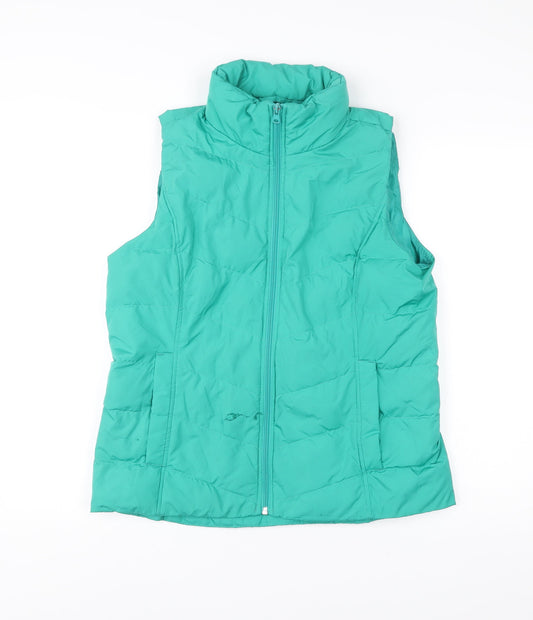 Lands' End Womens Green Mid-Length Quilted Down Gilet M