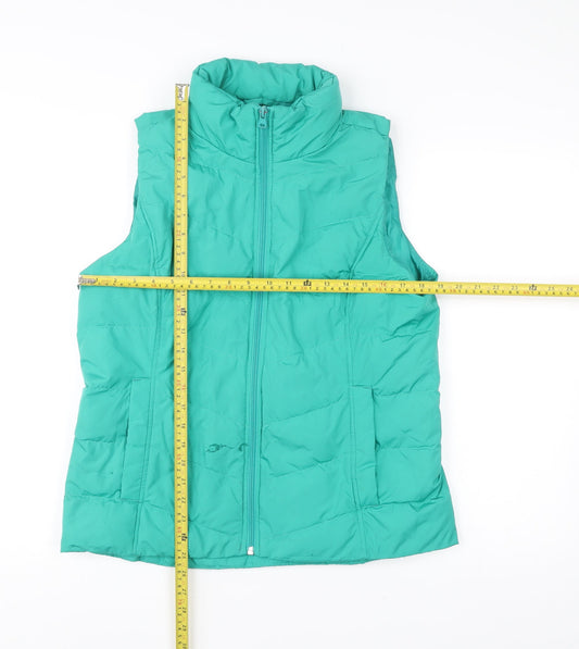 Lands' End Womens Green Mid-Length Quilted Down Gilet M