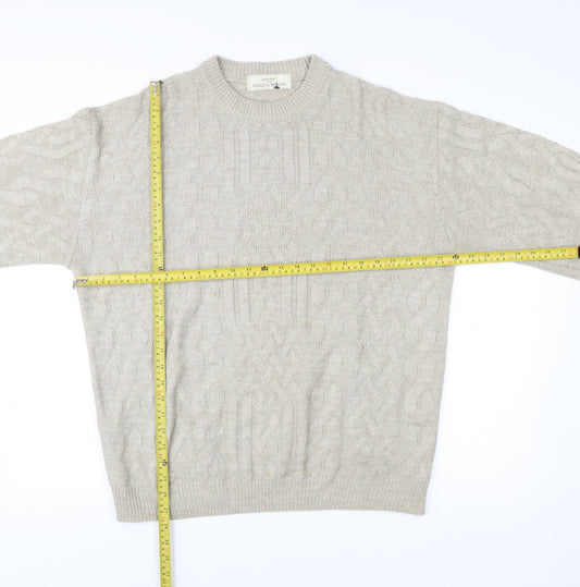 Marks and Spencer Men’s Beige Cable-Knit Acrylic Jumper L