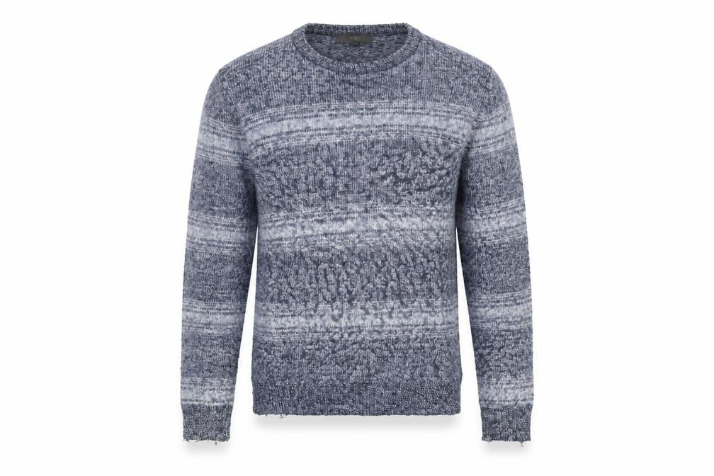 Marks and Spencer Men’s Blue Striped Pullover Jumper M Knit Crew Neck