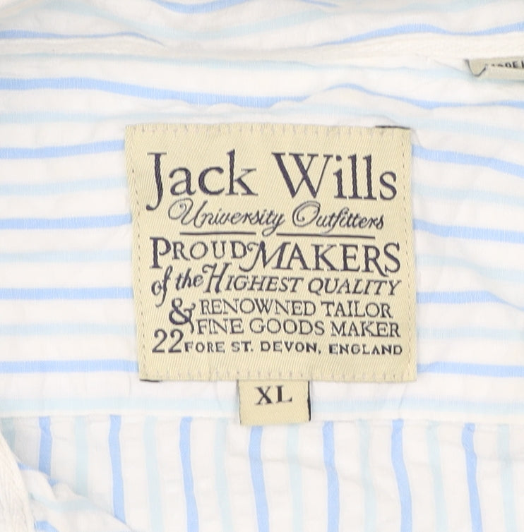 Jack Wills Men's Blue Striped XL Cotton Button-Up Shirt