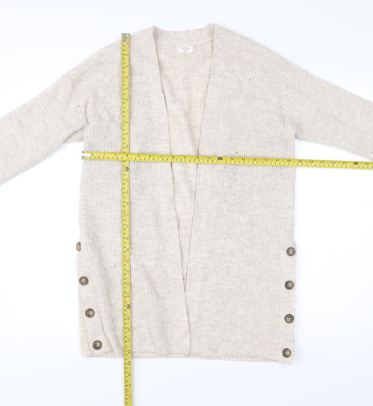 Fat Face Women’s Beige Cardigan UK 8 V-Neck Knit Long Sleeve