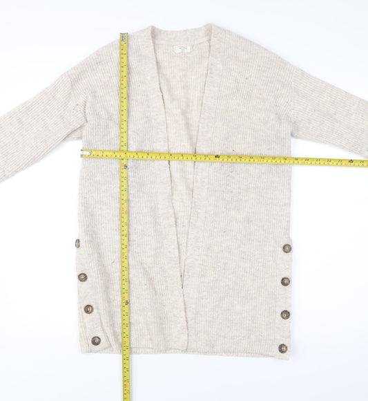 Fat Face Women’s Beige Cardigan UK 8 V-Neck Knit Long Sleeve