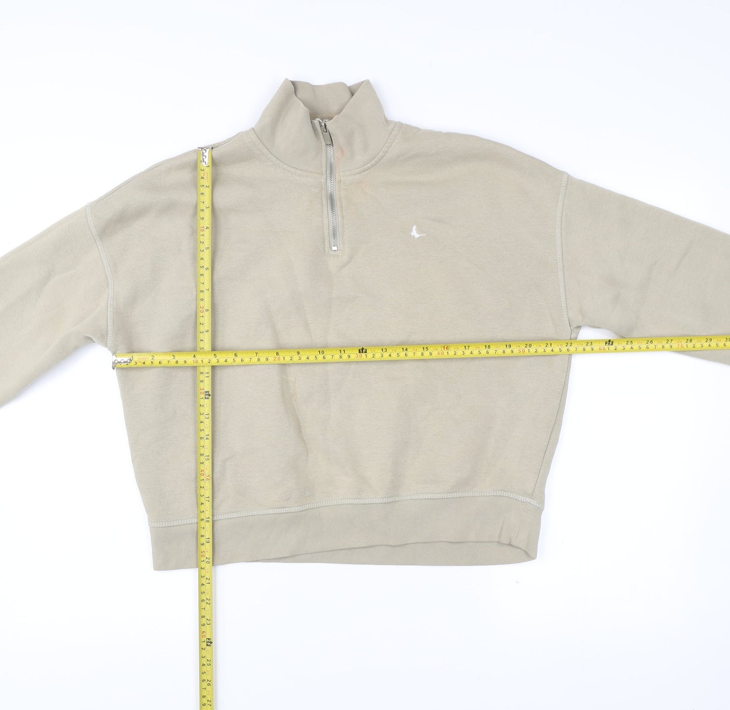 Jack Wills Men's Beige Quarter Zip Sweatshirt M Regular Fit