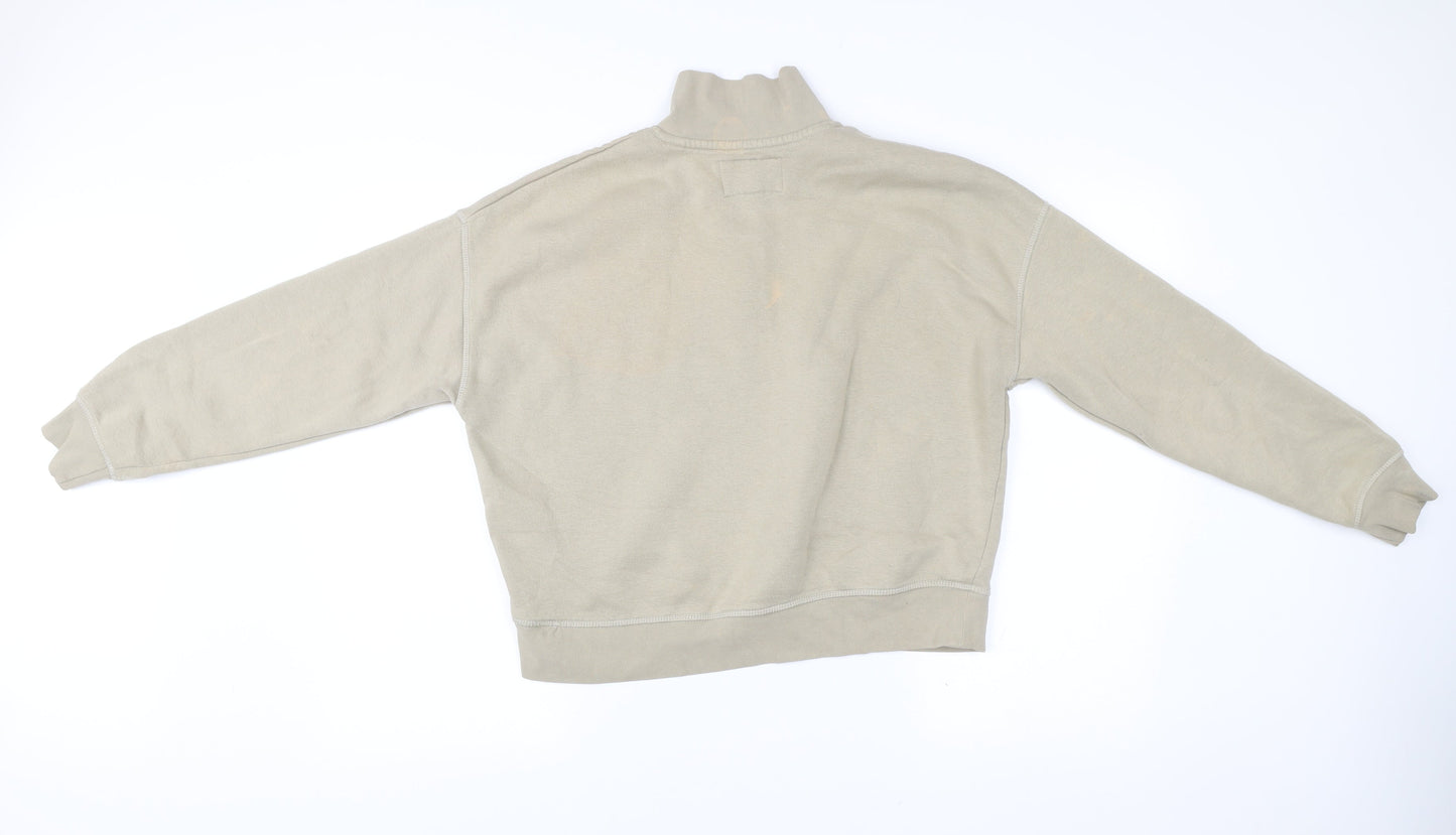 Jack Wills Men's Beige Quarter Zip Sweatshirt M Regular Fit