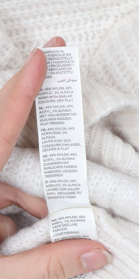 Fat Face Women’s Ivory Pullover Jumper UK 14 V-Neck Knit Long Sleeve
