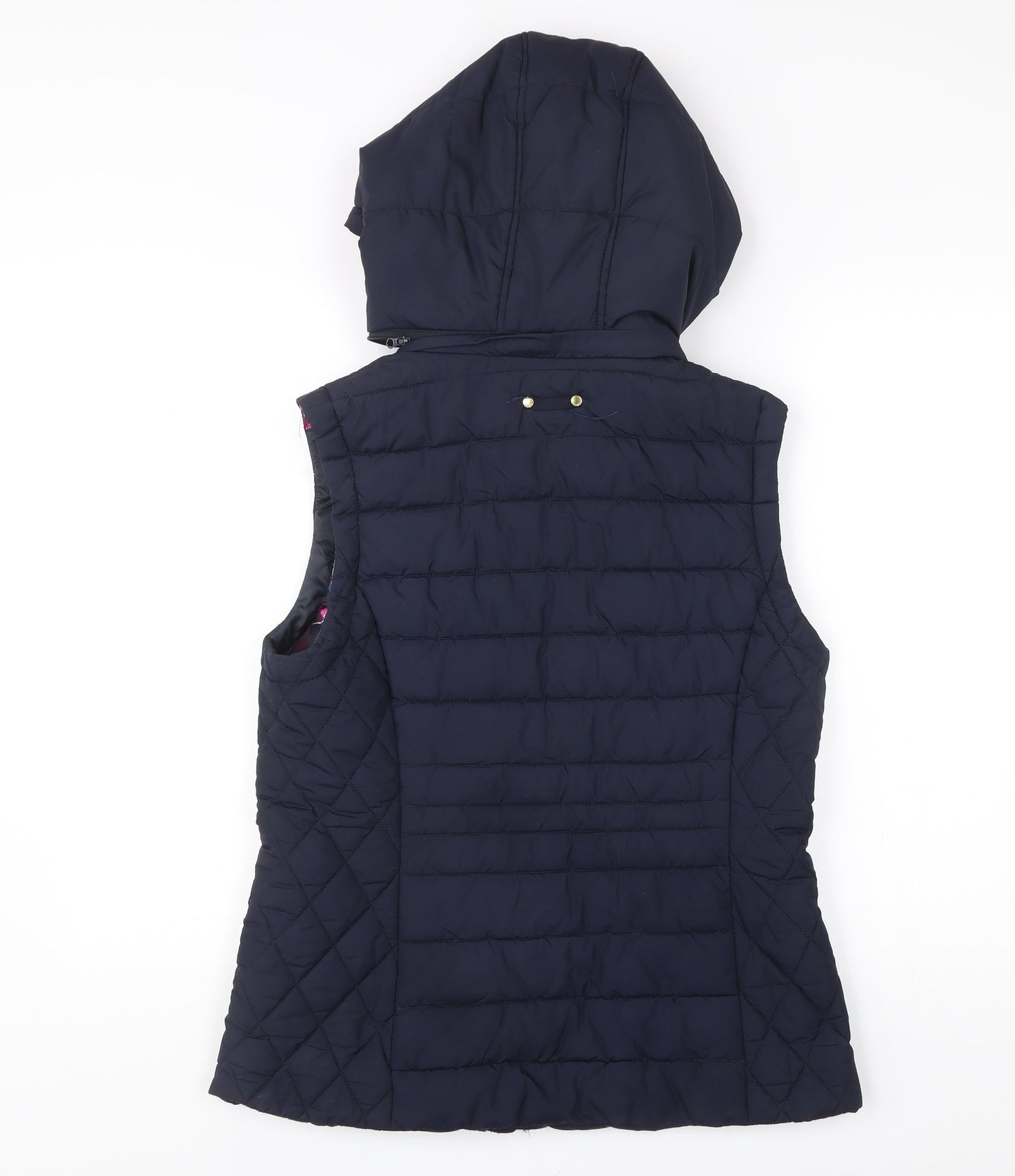 Joules Women's Blue Quilted Hooded Puffer Waistcoat UK 14