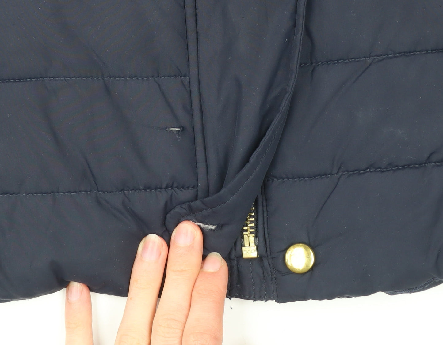 Joules Women's Blue Quilted Hooded Puffer Waistcoat UK 14
