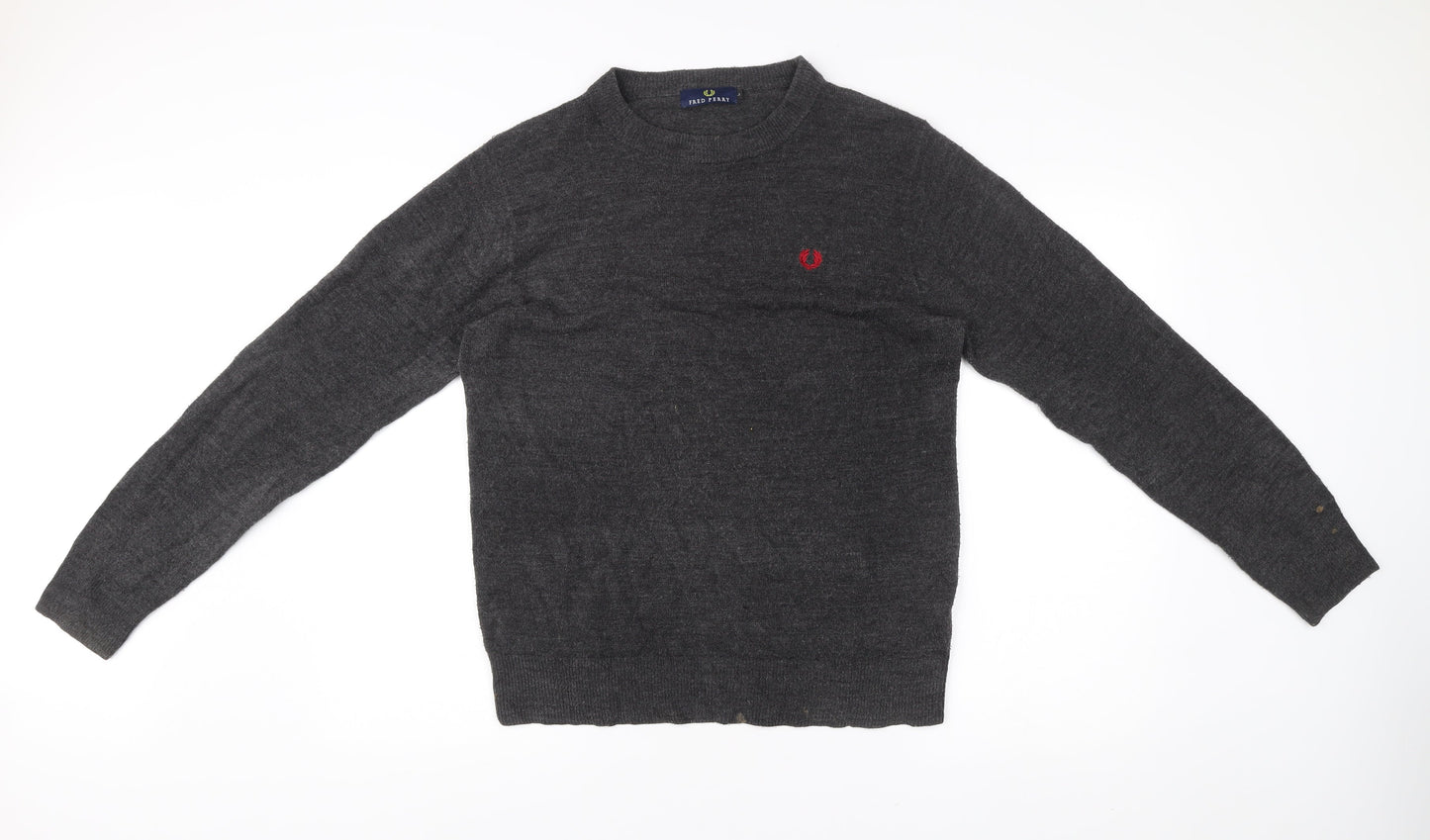 Fred Perry Men's Grey L Cashmere Crew Neck Jumper Pullover