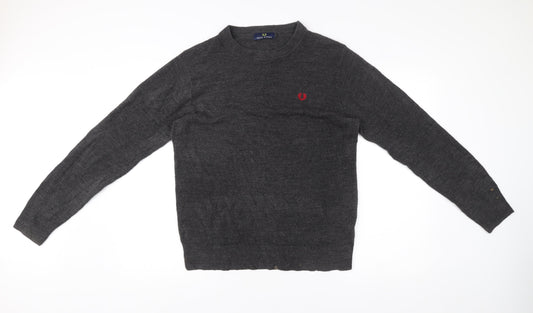 Fred Perry Men's Grey L Cashmere Crew Neck Jumper Pullover