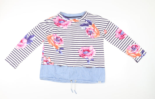 Joules Womens Multicoloured Floral Stripe Cotton Pullover Jumper Size 16
