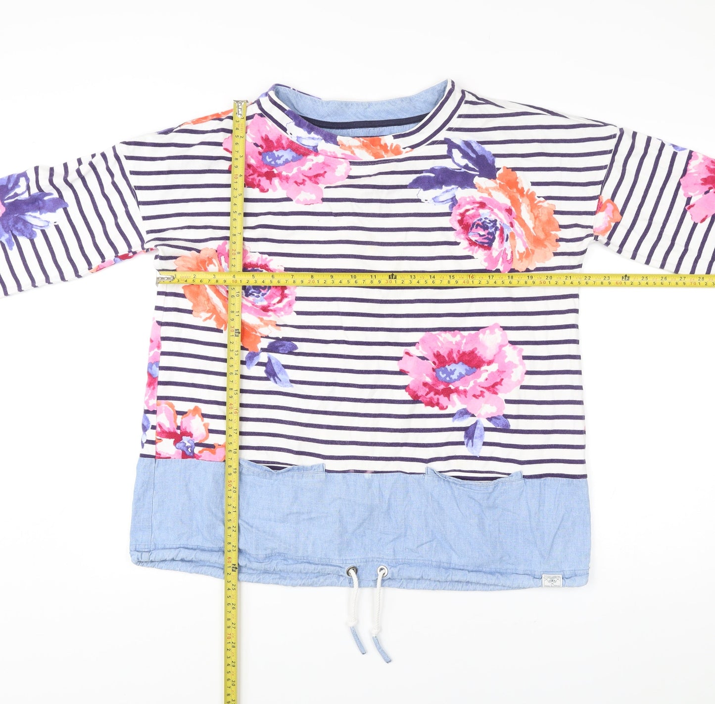 Joules Womens Multicoloured Floral Stripe Cotton Pullover Jumper Size 16