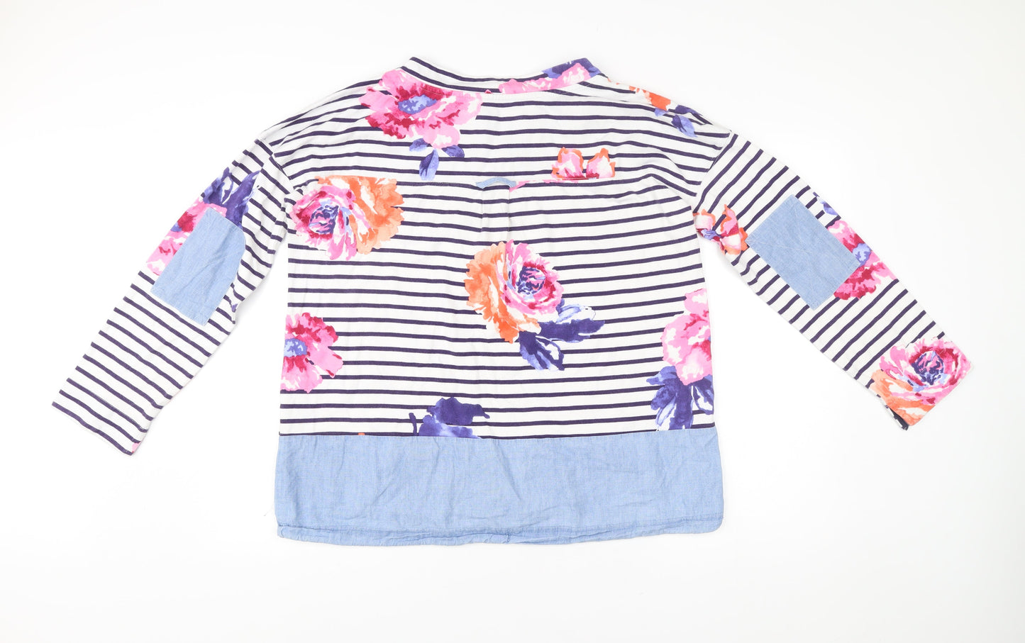 Joules Womens Multicoloured Floral Stripe Cotton Pullover Jumper Size 16