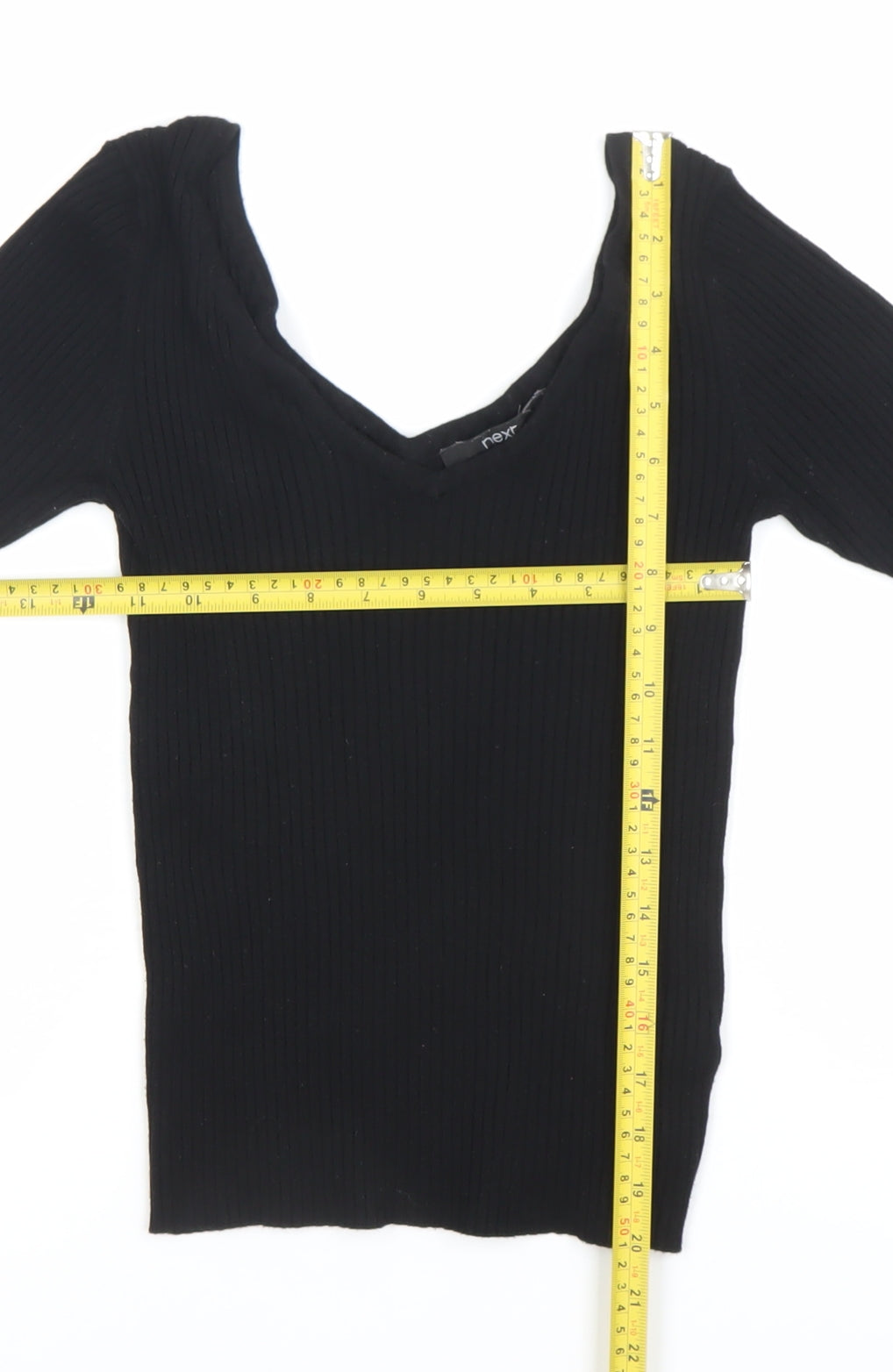 Next Women’s Black Slim Fit V-Neck Knit Blouse Size 8