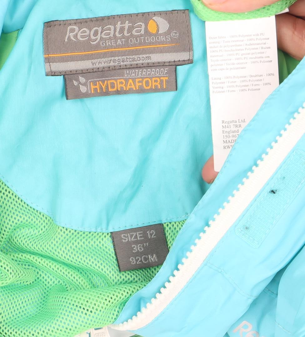 Regatta Women’s Blue Waterproof Rain Jacket Size 12 Hooded Outdoor Coat