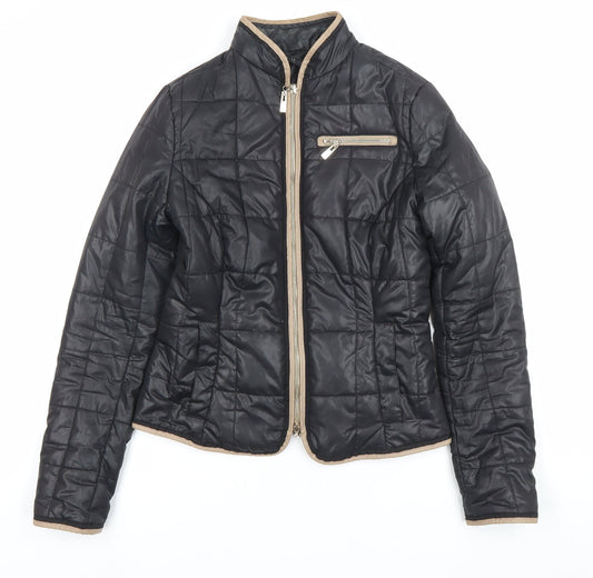 Mohito Womens Black Quilted Polyester Jacket Size 6 Full Zip