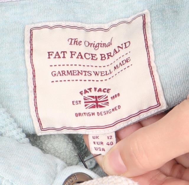 Fat Face Women Blue Pullover Hoodie Size 12 Cotton Blend