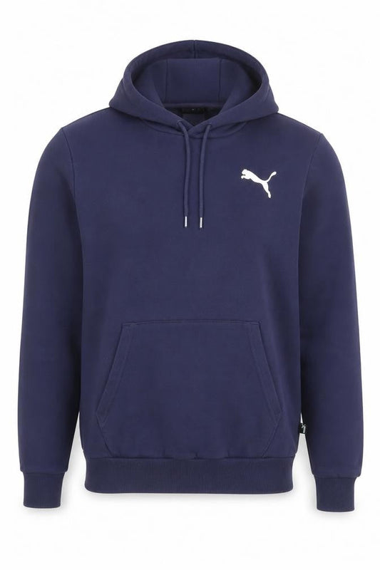 Front view of Puma Men's Blue Small Pullover Hoodie Sweatshirt Logo Fleece