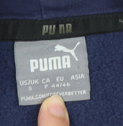 Puma Men's Blue Small Pullover Hoodie Sweatshirt Logo Fleece