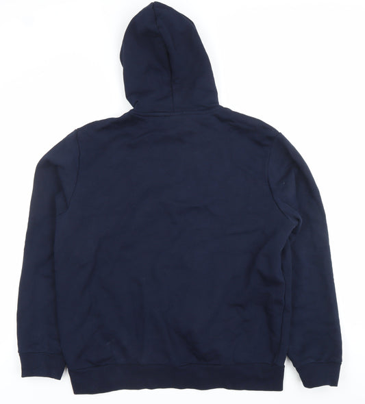 Lacoste Mens XL Blue Full Zip Hoodie Sweatshirt Fleece Cotton Blend
