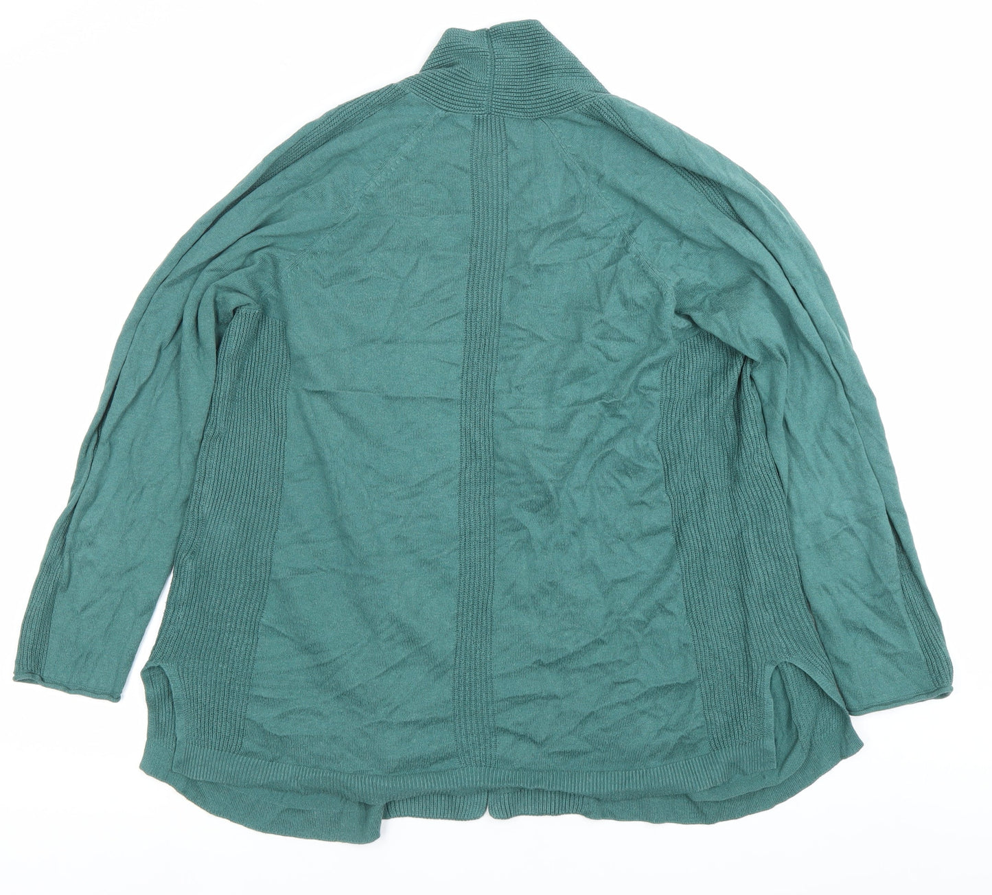 Olsen Womens Green Cotton Blend Long Sleeve Open Cardigan Size 12