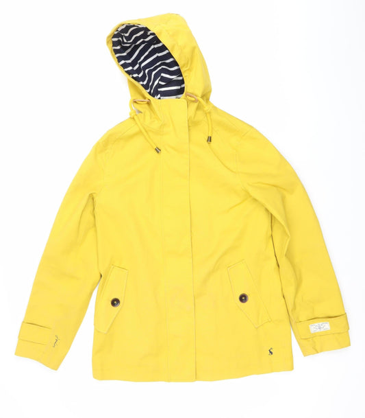 Joules Womens Yellow Rain Coat Jacket Size 10 Hooded Waterproof