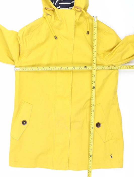 Joules Womens Yellow Rain Coat Jacket Size 10 Hooded Waterproof