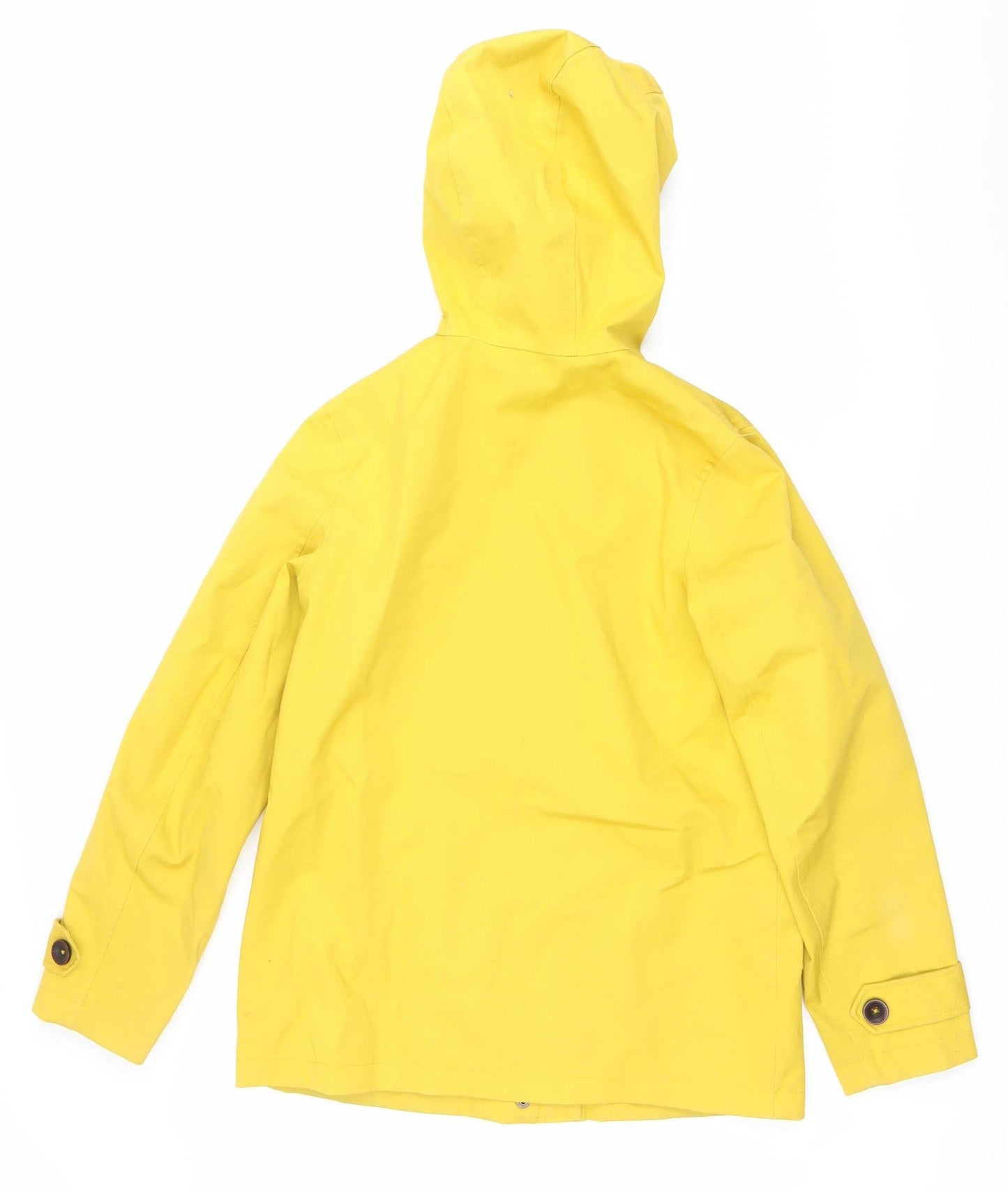 Joules Womens Yellow Rain Coat Jacket Size 10 Hooded Waterproof