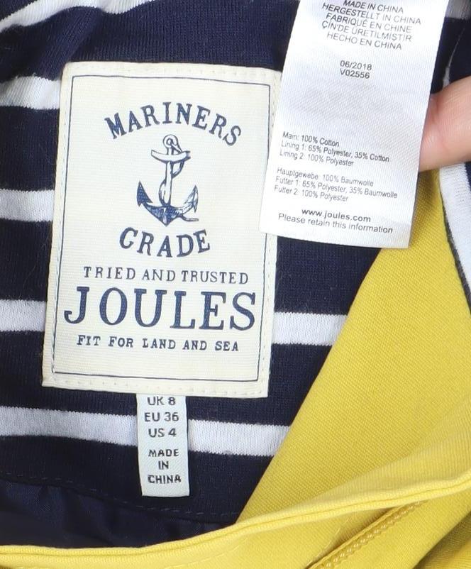 Joules Womens Yellow Rain Coat Jacket Size 10 Hooded Waterproof