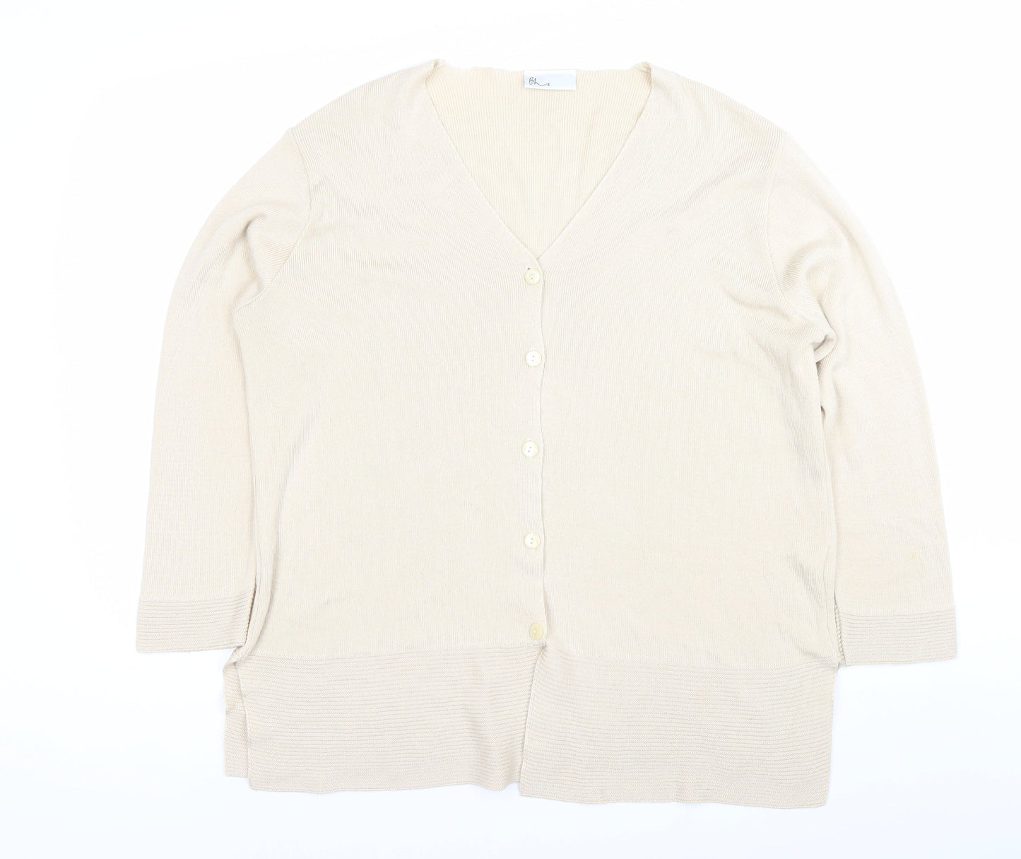Marks and Spencer Womens Beige Size 16 V-Neck Button Cardigan