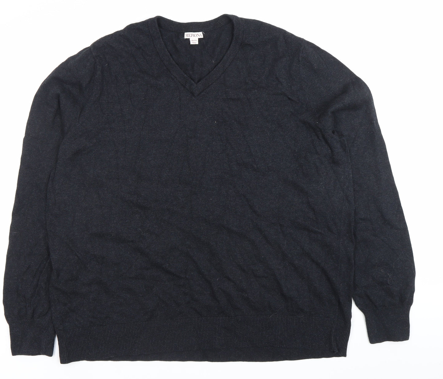 Merona Women’s Black 2XL Pullover Jumper V-Neck Cotton Blend