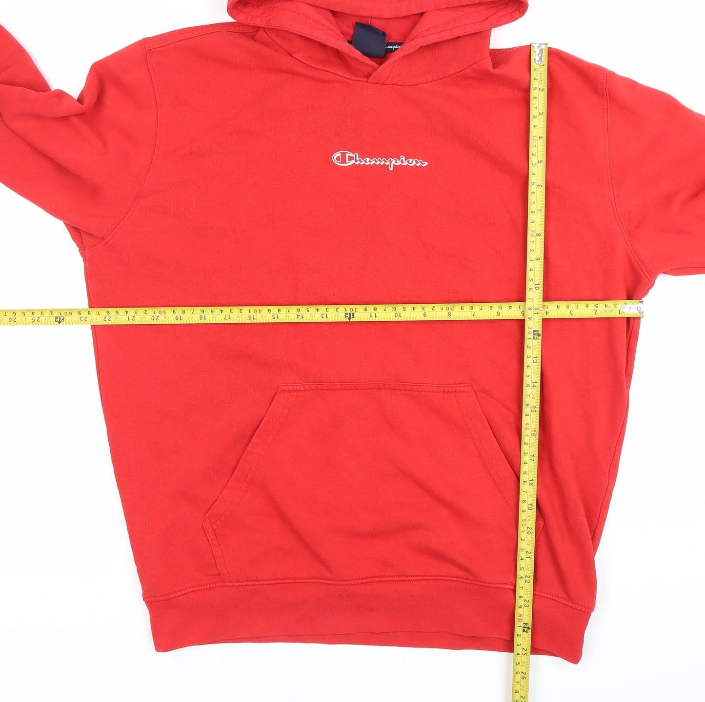 Champion Men’s Red Pullover Hoodie Size L Logo Sweatshirt