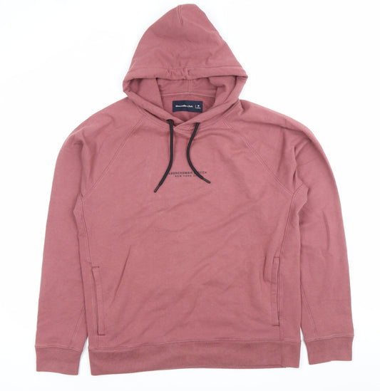 Abercrombie & Fitch Men’s Pink Pullover Hoodie Size M Cotton Blend