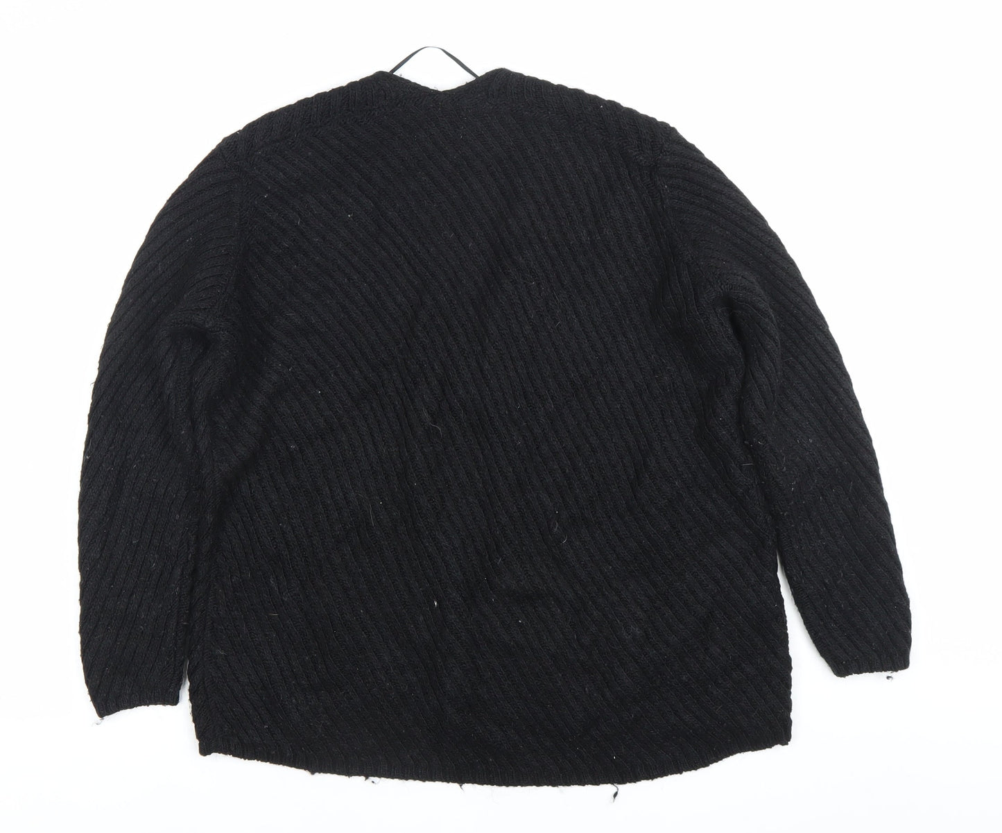 Mango Women’s Black V-Neck Pullover Jumper Size S Wool Blend