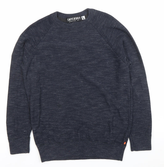 Superdry Men’s Blue Knit Crew Neck Pullover Sweatshirt Size L