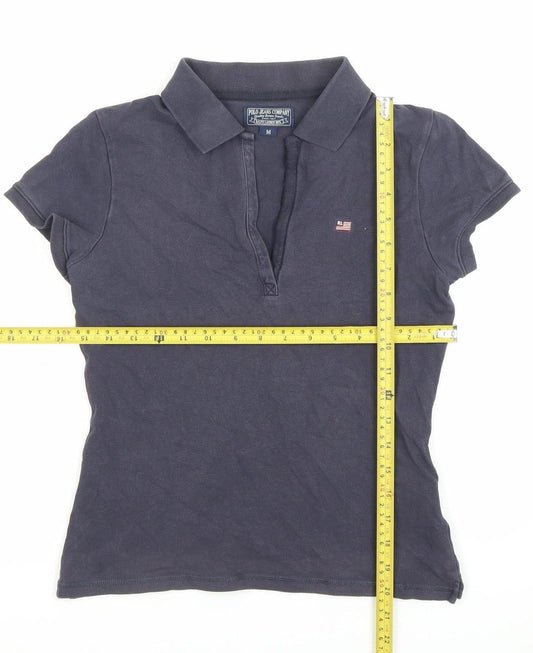 Ralph Lauren Polo Jeans Women Black M Slim Fit Collared Polo Shirt